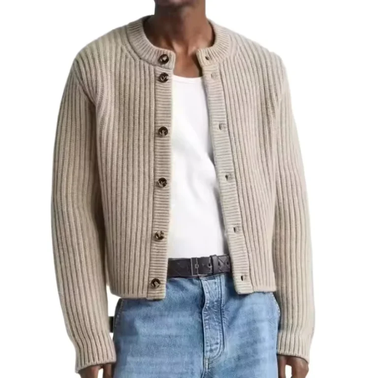OEM-Custom-Logo-Mens-Knit-Cardigan-with-Rib-Pockets-Long-Sleeve-Overcoat-with-Button-100-Wool-Winter-Warm-Sweater