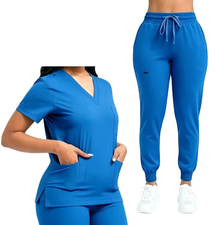 OEM-Custom-Quick-Dry-Stain-Resistant-Split-Scrub-Set-Aesthetic-Beauty-Therapist-4-Way-Stretch-Jogger-Medical-Uniform-Suit