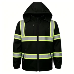 OEM Custom Reflective High Visibility Work Jacket Waterproof Mens Warm Diamond Quilted Lining Winter Safety Softshell Jackets