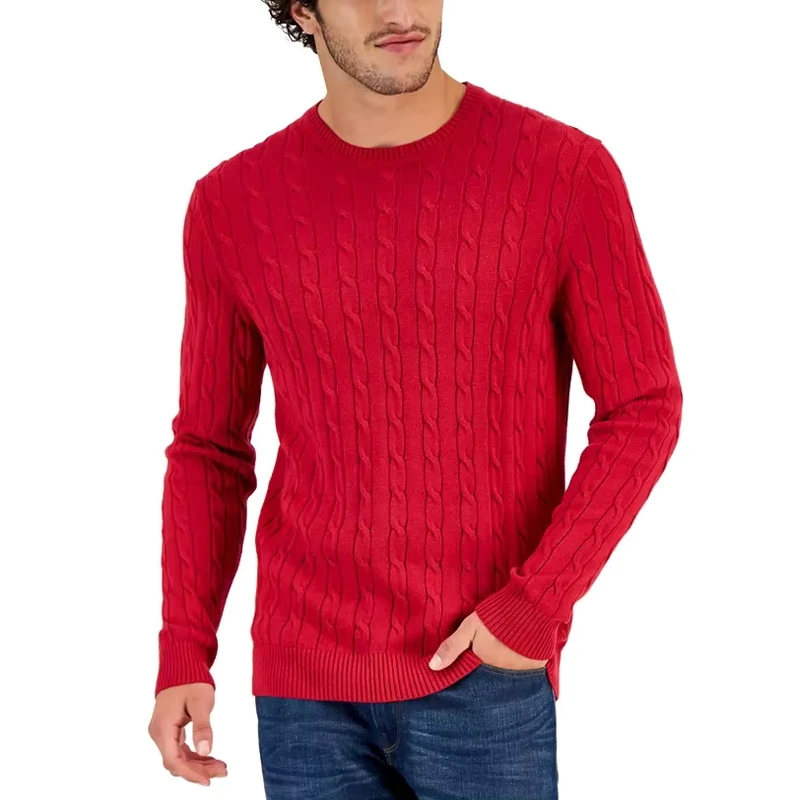 OEM Custom logo Knit Fashion Design Plain Blank Cashmere Long Sleeve Crew Neck Jacquard Pullover Sweater for Men