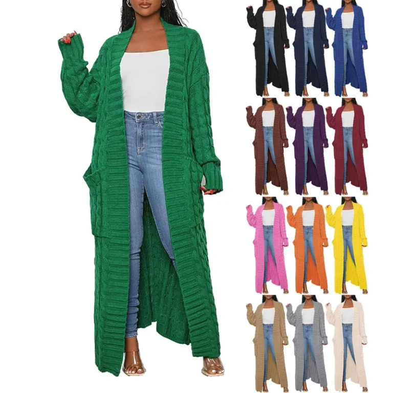 OEM-Customize-Casual-Long-Sleeve-Solid-Color-With-Pockets-Plus-Size-Simple-Long-Cardigan-Loose-Knit-Sweater