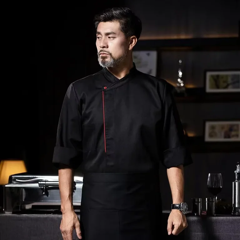 OEM-Customized-Fashion-Long-Sleeve-Cloth-Knot-Buttons-Chef-Uniform-for-Kitchen-and-Hotel