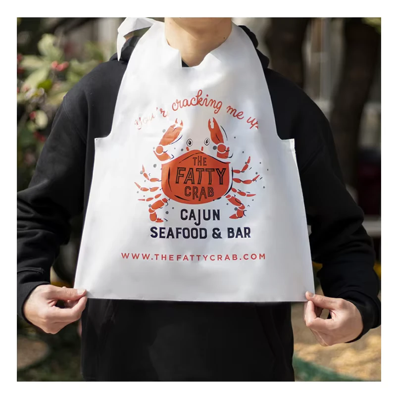 OEM Customized Restaurant Customer Uniform Bib Apron Lobster Crab Bib Disposable Seafood Adult Bibs for Eating