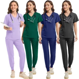 OEM Customized Short Sleeve Scrubs Uniform Sets Hospital Surgical Uniforms Jogger Medical Women’s Nursing Scrubs Sets