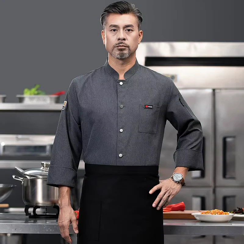 OEM Customized Unisex Long Sleeve Chef Work Coat Restaurant Kitchen Baking Chef Clothing Chef Uniform