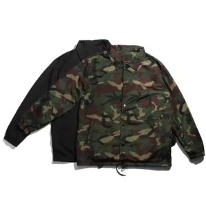 OEM Embroidery Retro Single Button Jacket Waterproof Windproof Jacket Camouflage Coach Jacket