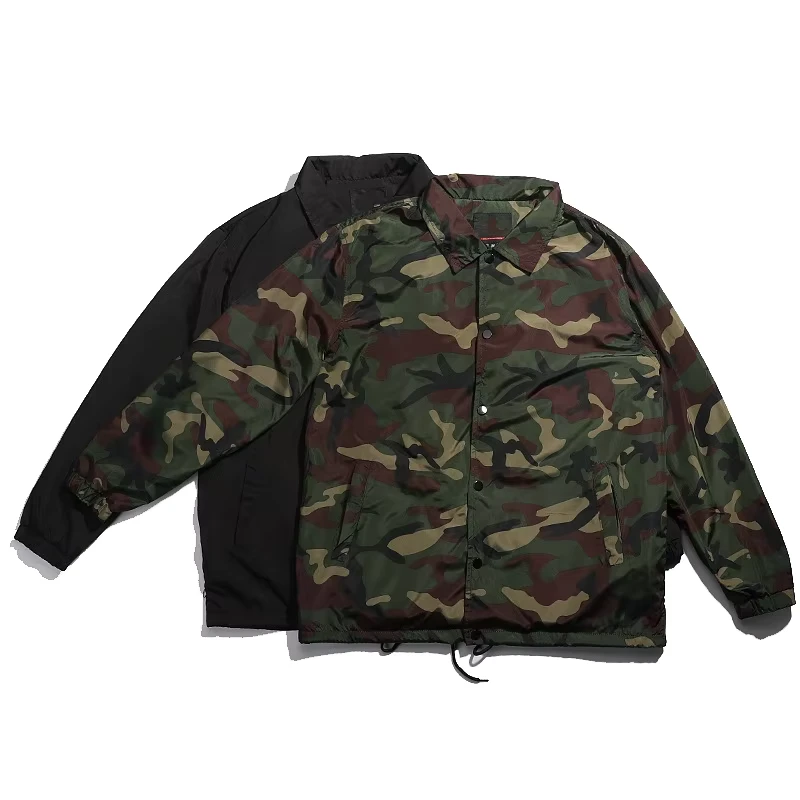 OEM Embroidery Retro Single Button Jacket Waterproof Windproof Jacket Camouflage Coach Jacket
