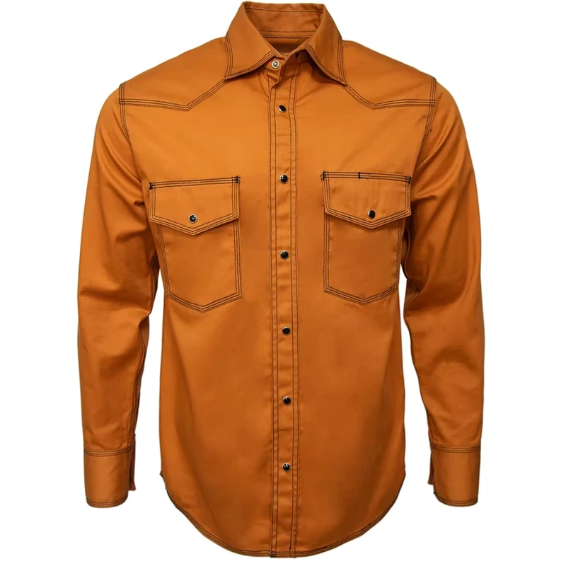 OEM Factory FR Shirts for Men Long Sleeves Flame Resistant Work Shirt NFPA2112 7oz Welding Workwear with Pockets Button Down