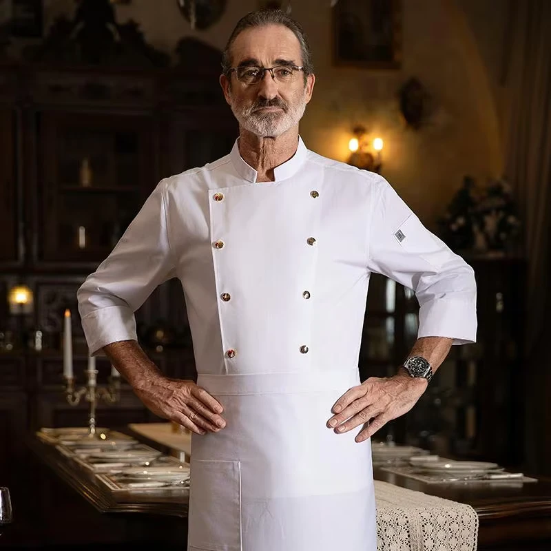 OEM Factory Long Sleeve Double-Breasted Men's Chef Jacket for Hospitality Restaurant