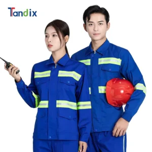 OEM Factory Polyester Cotton Industrial Construction Oil Mining Repair Cleaner Long Sleeve Hi Vis Worker Work Suit Workwear