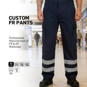 OEM Fireproof Work Clothes Cotton FR Pants For Men Electrician Safety Workwear Fire Resistant Pants