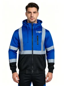 OEM Fleece Custom Logo Construction Unisex Workwear Multiple Pockets Sweatshirt Hi Vis Reflector Winter Safety Jackets