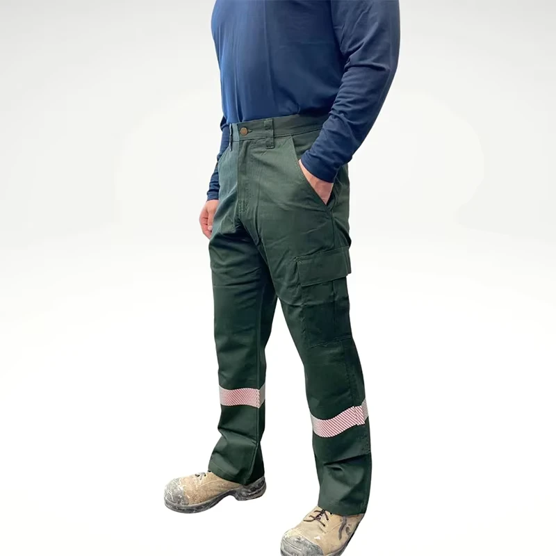 OEM Hi Vis Mechanic Workwear Trousers Breathable Work Pants for Men with Multi-Pockets Flat Front Mid Waist for Men