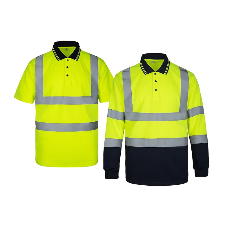 OEM Hi Vis Polo High Visibility Safety Security Construction Workwear Fluorescent Quick Dry Work Uniforms Reflective Polo Shirt