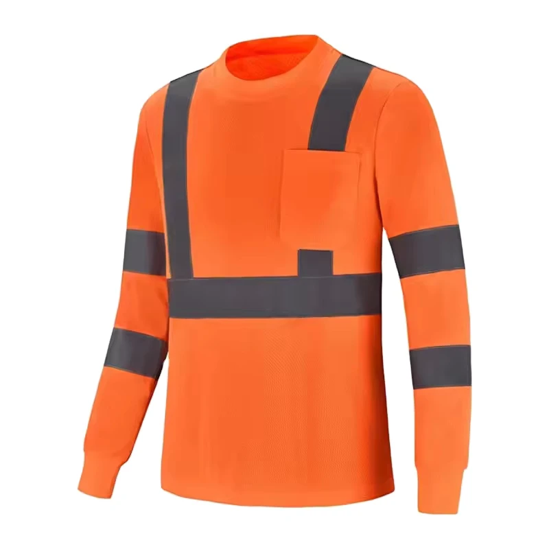OEM Hi Vis Reflective Safety Long Sleeve Polo Work Hand Drawn Working Uniform Work Shirt