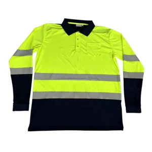 OEM Hi Vis Safety Black Yellow Short Long Sleeve Reflective Construction Engineer Shirt Uniform Event Staff Polo Shirt