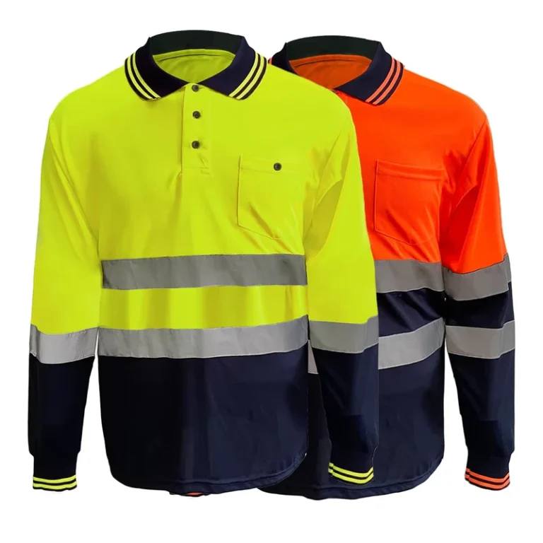 OEM-Hi-Vis-Safety-Work-Polo-Shirts-High-Visibility-Reflective-Security-Breathable-Comfortable-Long-Sleeve-T-Shirt