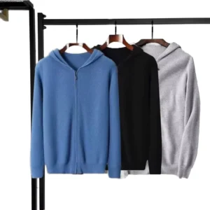 OEM High Quality Cashmere Wool Autumn Men’s Knitted Cardigan Sweater Hoodie