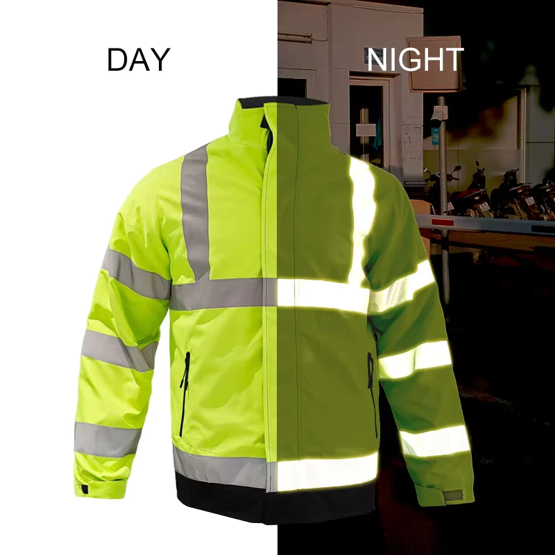 OEM High Visibility Reflective Safety Windbreaker Construction Road Outdoor Work Stab Proof Security Safety Jacket