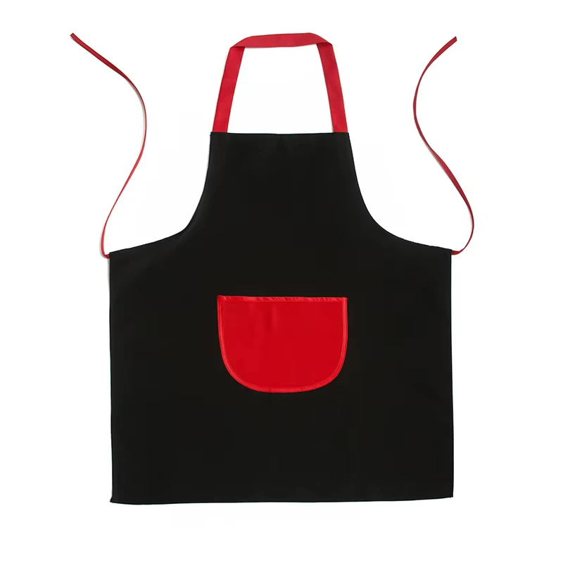 OEM Logo Design Cotton Polyester White Blank Unisex Chef Cooking Apron Antifouling S-3XL