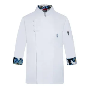 OEM Long-Sleeve Chef Uniform with Cloth Knot Buttons for Kitchen and Hotel Hospitality