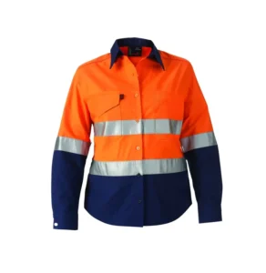 OEM Long Sleeve Men’s Fire Retardant Welding Safety Work Shirt with Hi Vis Reflective Stripe
