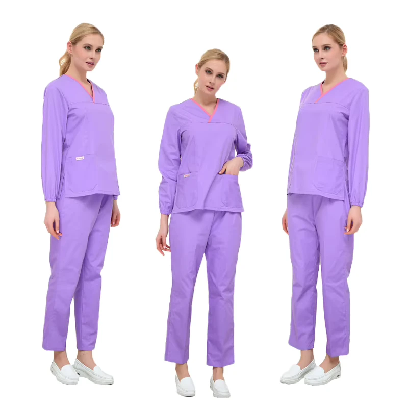 OEM Manufacturer 3XL and 4XL Men's Medical Veterinary Hospital Scrub Uniform Set Plus Size Stretch Embroidered
