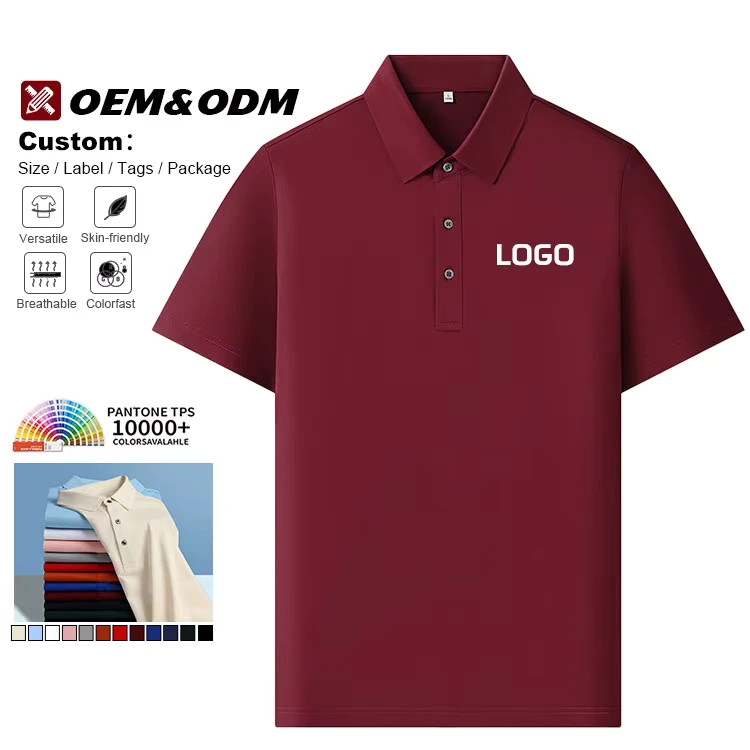 OEM Manufacturer Quick Dry Unisex 190G Polyester Business Work Rayon Polo T shirt Plain Solid Blank Custom Logo Polo Shirts