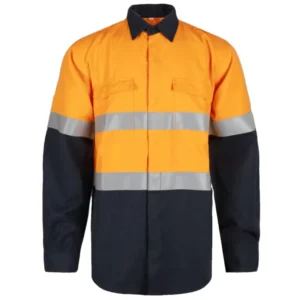 OEM Men Mechanic Fr Workwear Shirt High Visibility Construction Shirt Flame Resistant Long Sleeve Safety Shirt