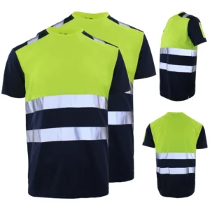 OEM Men’s Hi-Vis Short Sleeve Outdoor Work Safety T-Shirt with Reflective Strips