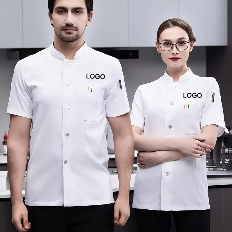 OEM Men's Short-Sleeve Spandex Chef Coat for Restaurant