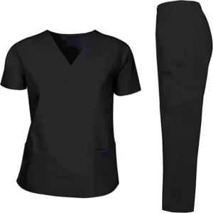OEM ODM 4 Way Stretch Scrub Set Custom Logo Chlorine Resistant V Neck Medical Nurse Uniform