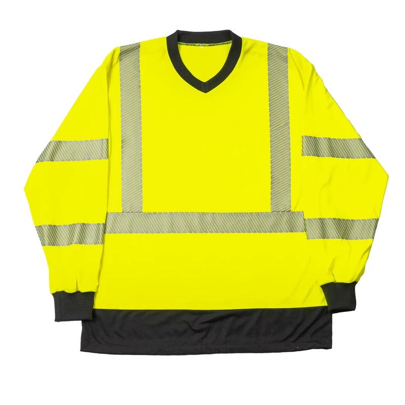 OEM ODM Customized Logo Hi Vis Long Sleeve Class 3 Safety Shirt UV Protection to UPF 40+ with Heat Transfer Reflective Tape