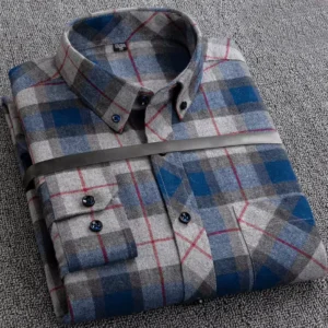 OEM ODM Customized Men’s Casual Flannel Dress Shirt 100% Cotton High Quality Workmanship Warm-Gents Uniform Work Clothes