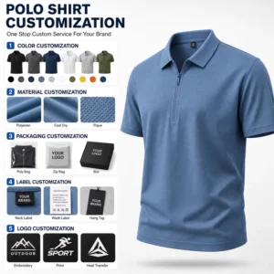 OEM ODM Men’s Hidden-Placket Stretch Nylon Spandex Golf Polo Shirt