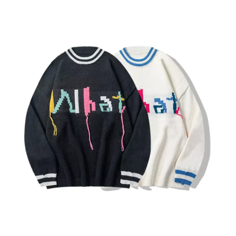OEM-ODM-Vintage-Oversized-Custom-Jacquard-Logo-Crew-Neck-Sweater-Polyester-Knitted-Sweater-Pullover-Mens-Sweaters