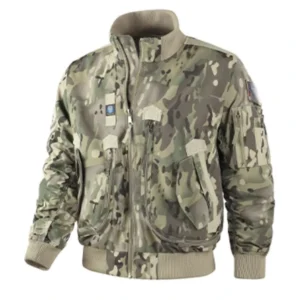 OEM Pilot Bomber Jacket Men’s Tactical Camouflage Coat Embroidered Stand Collar Zipper Canvas Waterproof