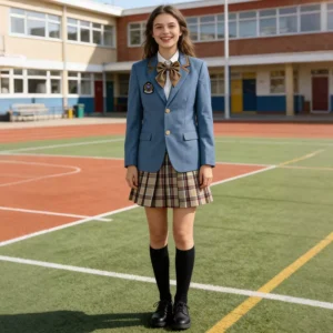 OEM Primary and High School Uniform Suit Set for Boys and Girls with Blazer, Skirt and Pants