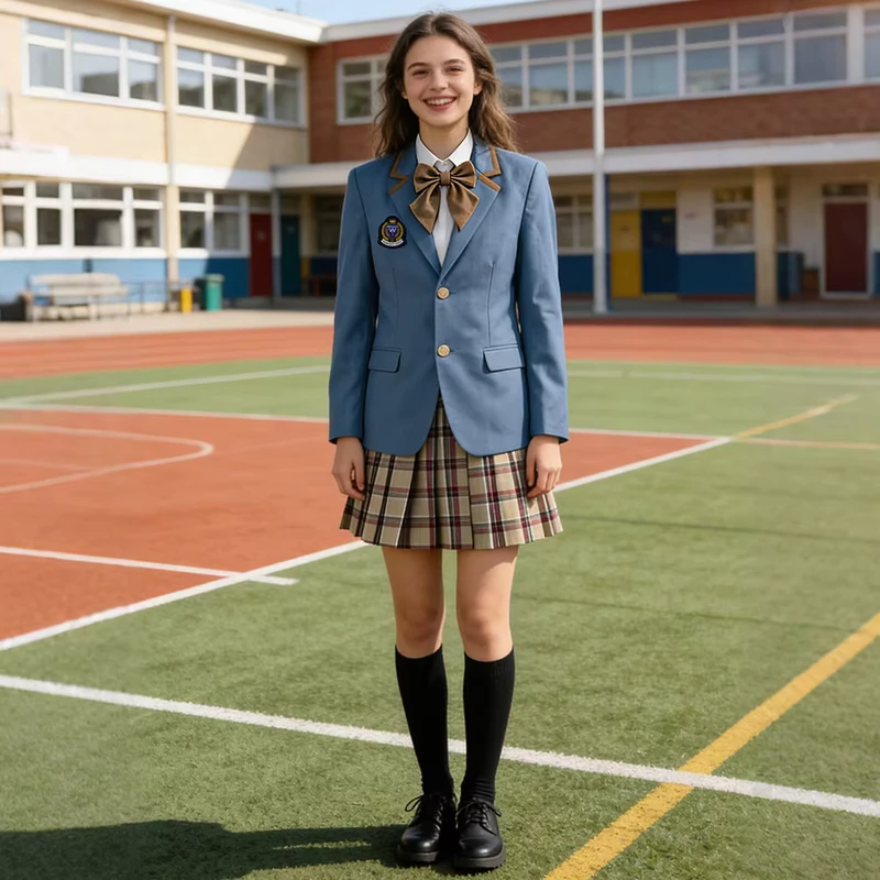 OEM Primary and High School Uniform Suit Set for Boys and Girls with Blazer, Skirt and Pants