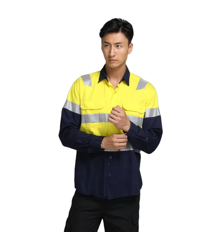 OEM-Reflective-Hi-Vis-Safety-Vest-Work-Shirt-High-Visibility-Workwear-Shirts-Hivis-Viz-Road-Construction-Uniform