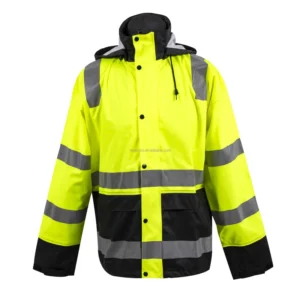 OEM Service Hi Vis Men’s Winter Safari Jacket Hooded Waterproof Windproof Quick Dry Casual Stand Collar for Outdoor Training