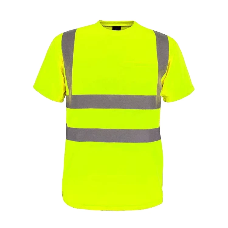 OEM Service High Visibility Short Sleeve Safety Shirt with Reflective Tape Summer Workwear