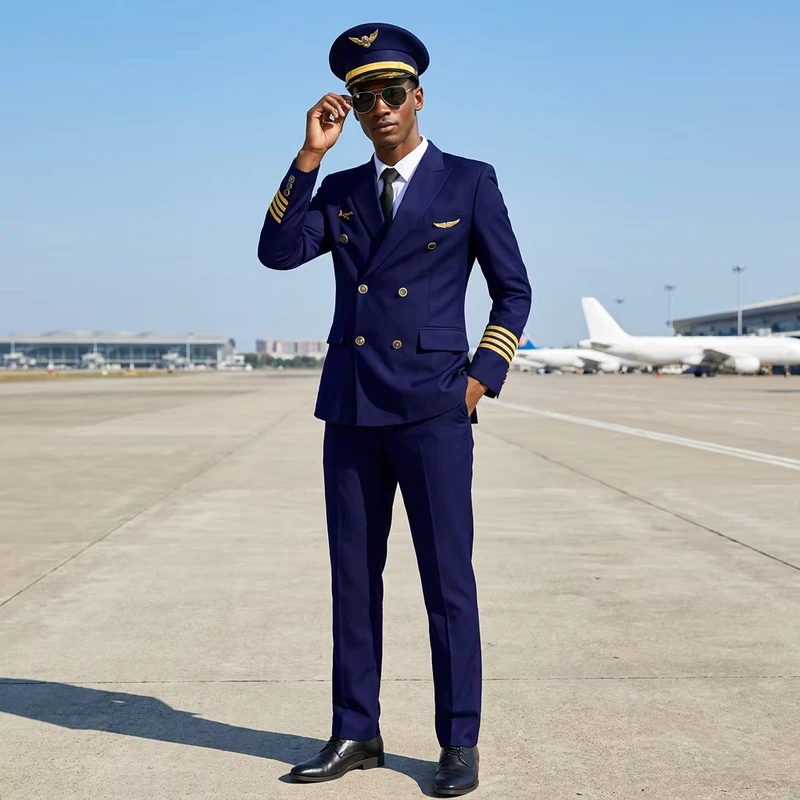 OEM Service Price Polyester Blend Fabric Professional Unisex Pilot & Stewardess Airline Uniforms