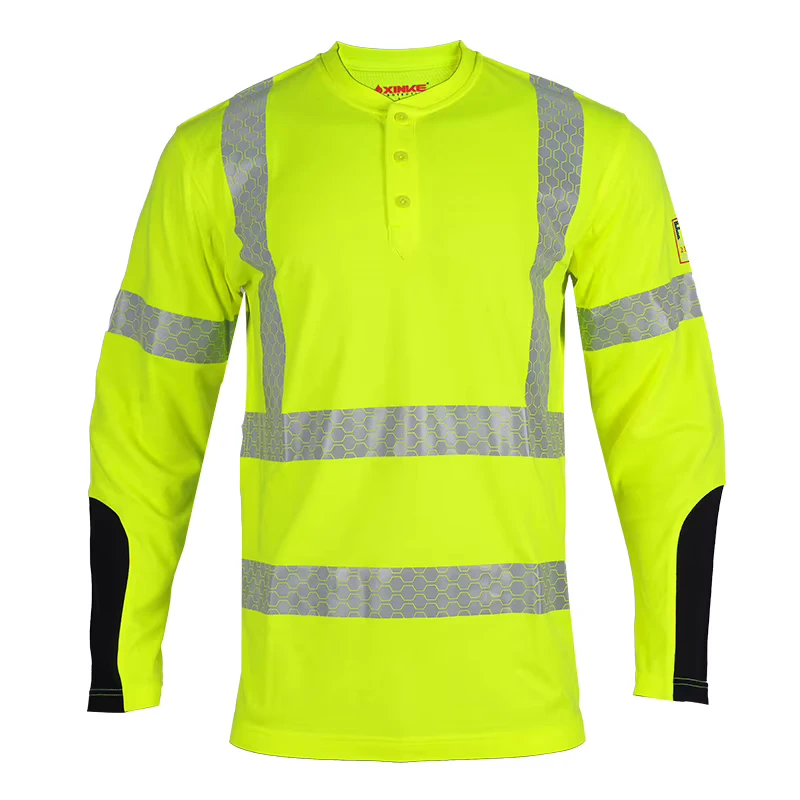 OEM UL Certificated Safety Long Sleeve Breathable Modacrylic Hi Vis Shirts Reflective Security Work Shirt
