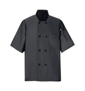 OEM White and Black Hotel Kitchen Restaurant Working Uniform Short and Long Sleeve Cook Clothing with Pockets Woven Fabric