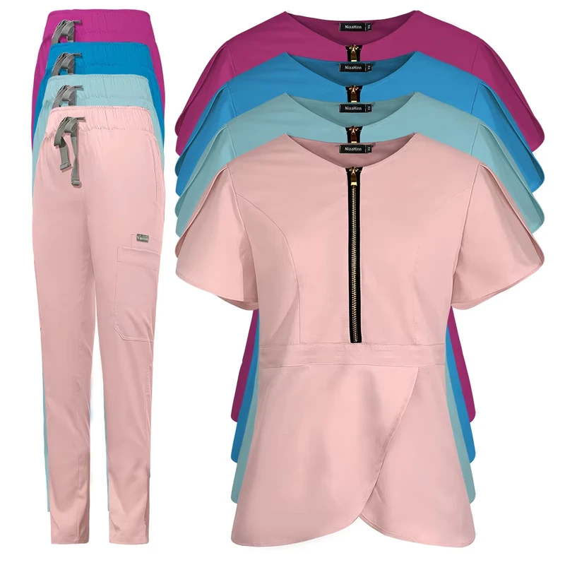 OEM Women's Stretch Nurse Scrub Set for Hospital Doctors