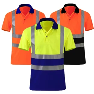 OEM Workwear Quick Dry Hi Vis T Shirt Reflective Work Traffic Worker Wear Engineering Security Construction Safety Polo Shirts