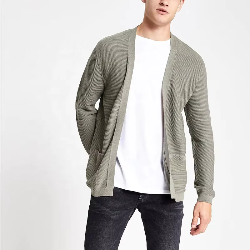 OEM and ODM Custom Men's Plain Casual Knitted Cardigan Sweater
