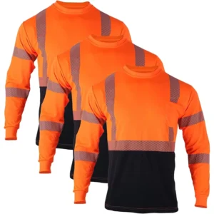 OSHA Type R Class 3 High Visibility Reflective Safety Long Sleeve Construction Work Hi Vis t Shirts Uniform Hi vis T shirt Grey