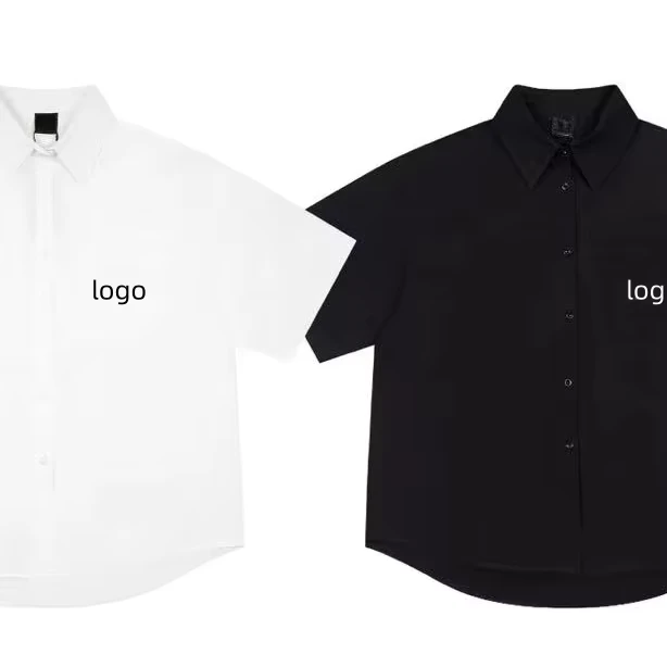 OUCHEN-High-Quality-100-Cotton-Embroidered-Single-Breasted-Casual-Summer-Unisex-Shirt-Signature-Font